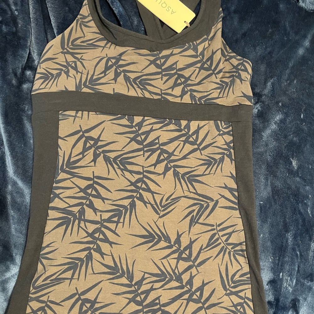 Asquith Blue and Gray Leaf Print Tank Top